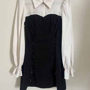 Black and White Long Sleeve Dress